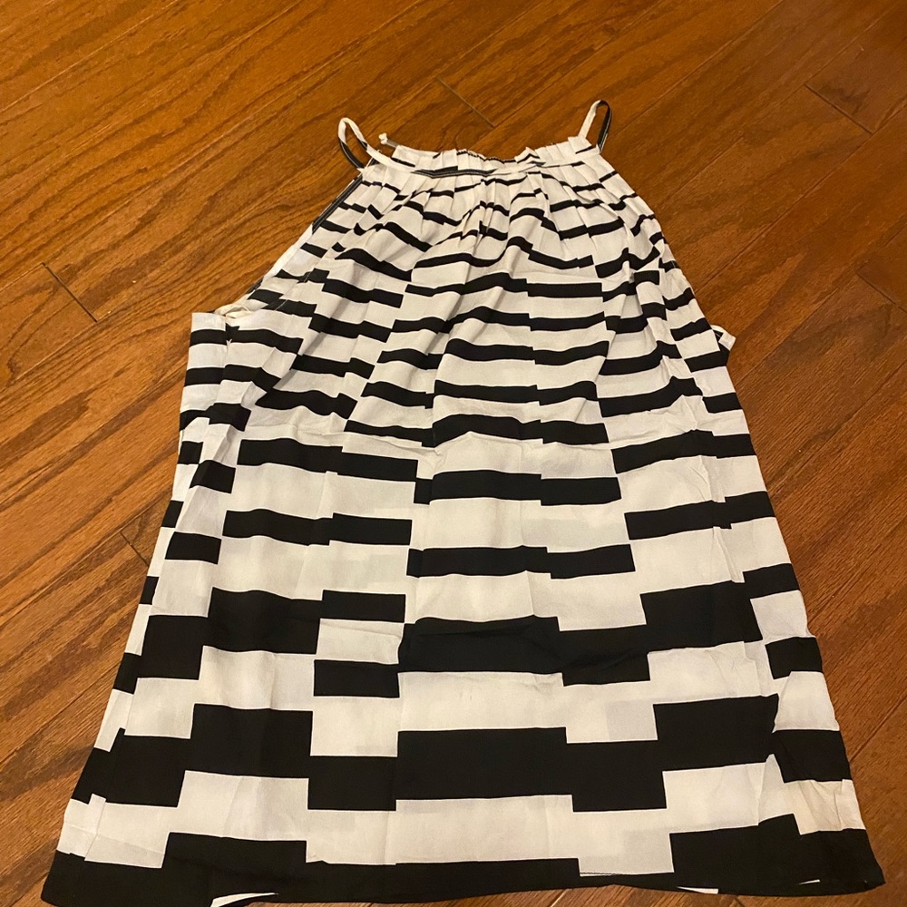 New York & Company Black and White Striped Blouse